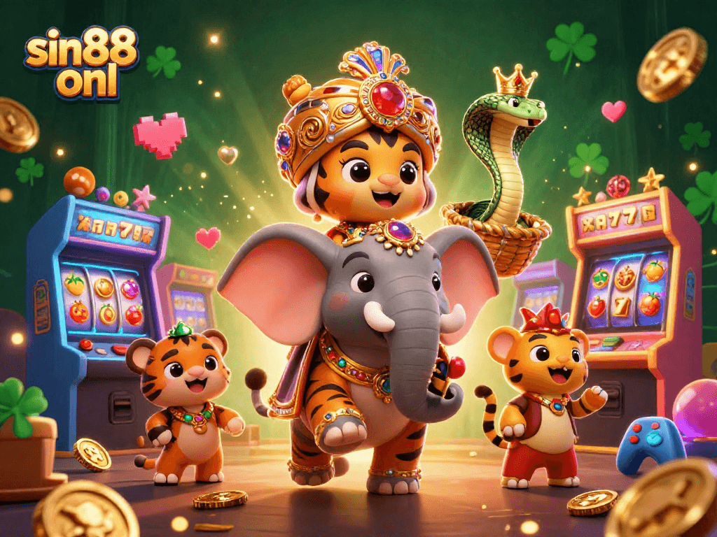 Engage with thrilling gaming elements in sin88 onl, featuring a vibrant 3D casino scene.