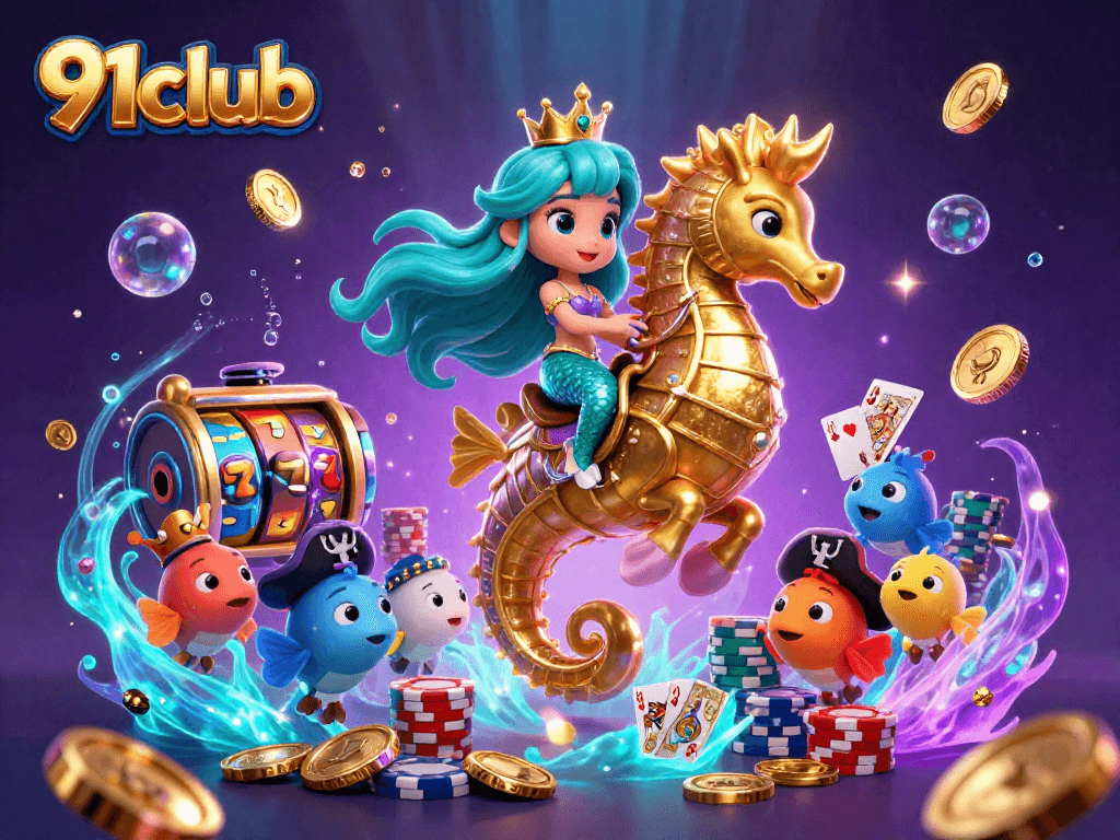 Experience the vibrant world of 91club, featuring thrilling casino elements and colorful characters in an immersive adventure.