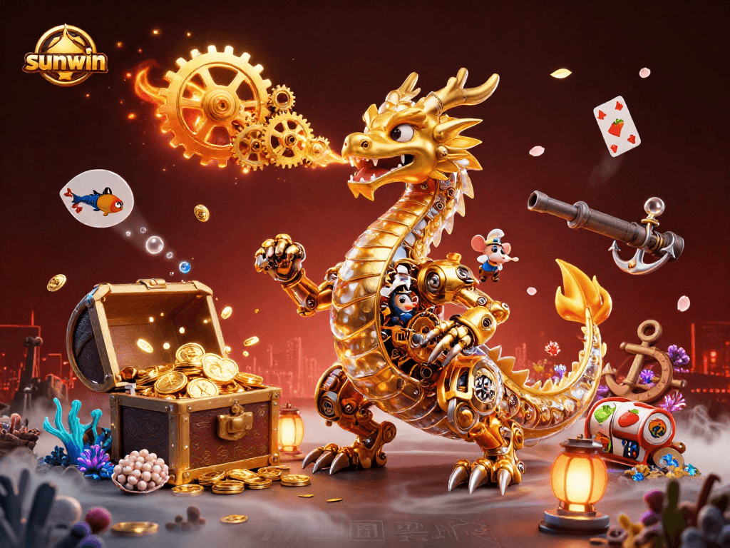 Experience sunwin's thrilling casino action with a dragon, treasures, and dynamic gaming elements.