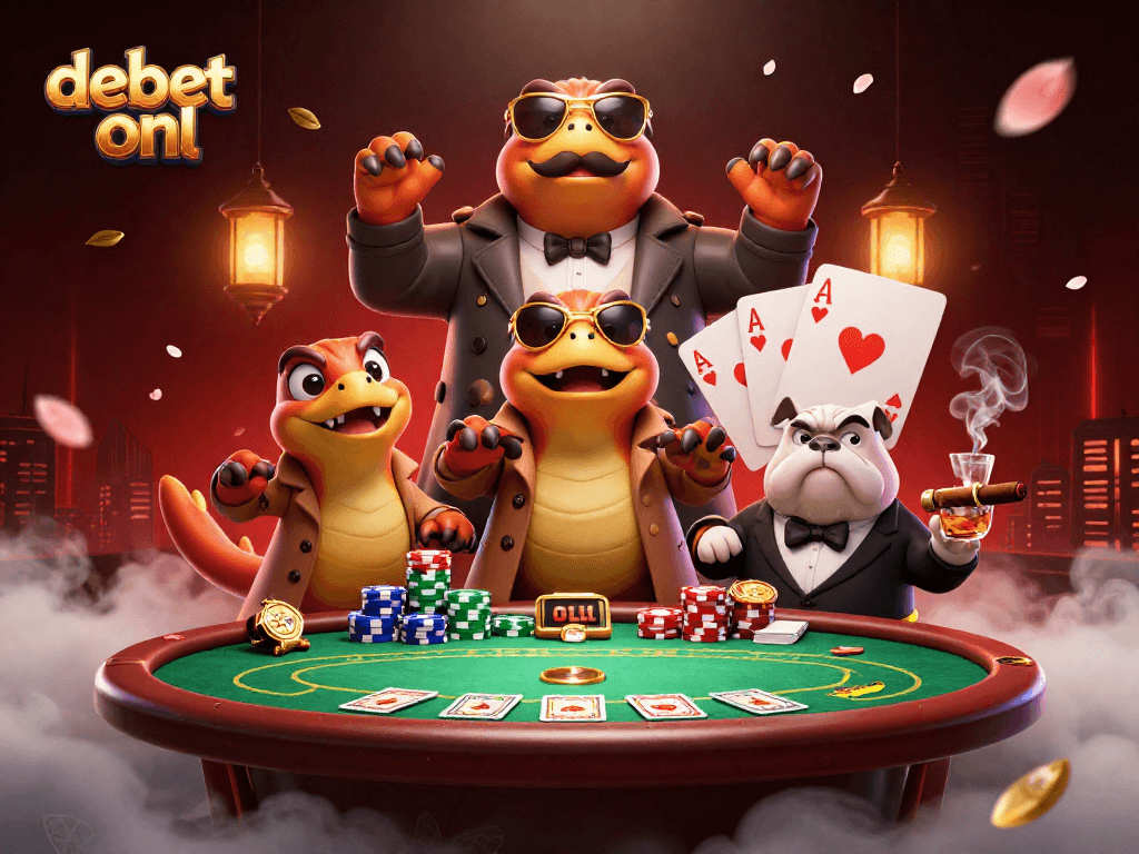 Experience debet onl excitement with raptors in a trench coat entering a VIP casino lounge.