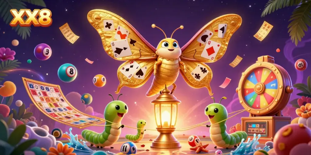 Catch the excitement of XX8 with a vibrant casino-themed illustration featuring dynamic characters and elements.