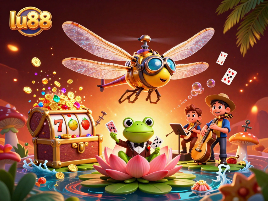 Experience thrilling gameplay at lu88 with a vibrant 3D casino scene featuring lively characters.