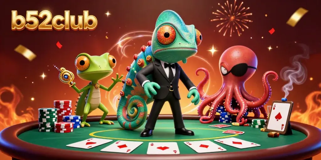 Experience thrilling games at b52club with vibrant characters and rich casino elements.