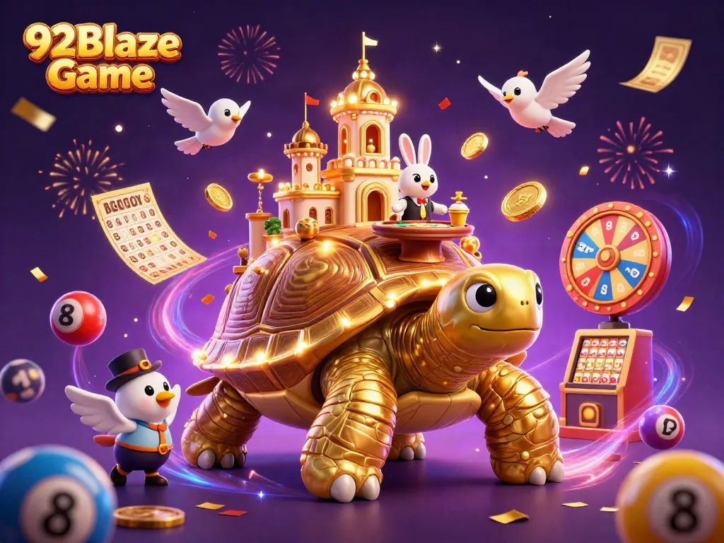 Join the excitement of 92Blaze Game with vibrant colors, golden symbols, and dynamic action evoking thrilling casino fun.