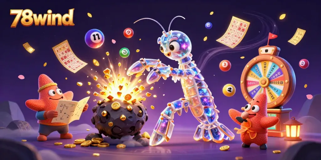 Experience the thrill of 78wind casino as the mantis shrimp battles for golden gems and coins!