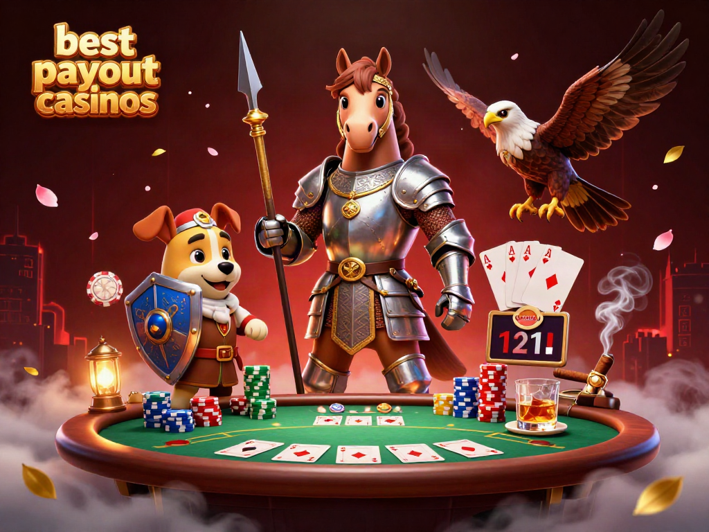 Experience the thrill of the best payout casinos with medieval knights and poker excitement.