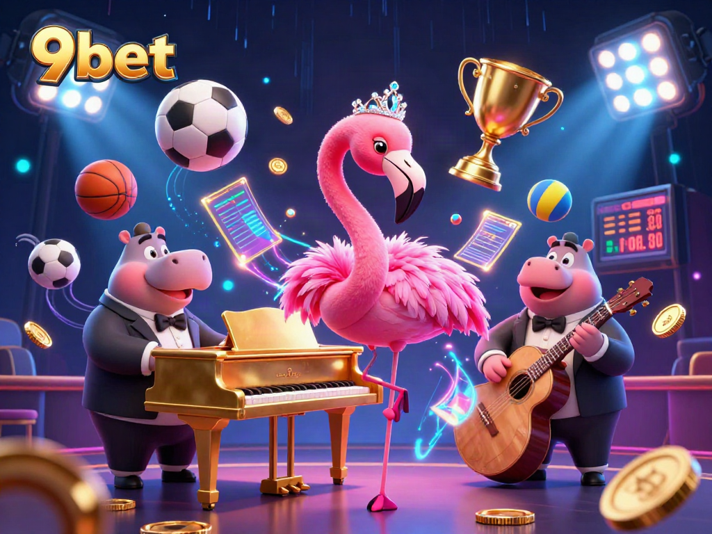 Experience the thrill of winning with 9bet in an exciting casino scene featuring charming characters and vibrant elements.