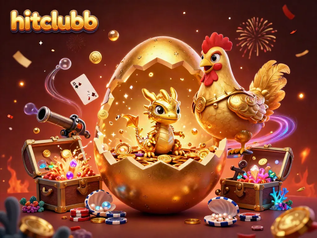 Experience thrilling gameplay at hitclubb with a visual feast of gaming excitement featuring golden elements.