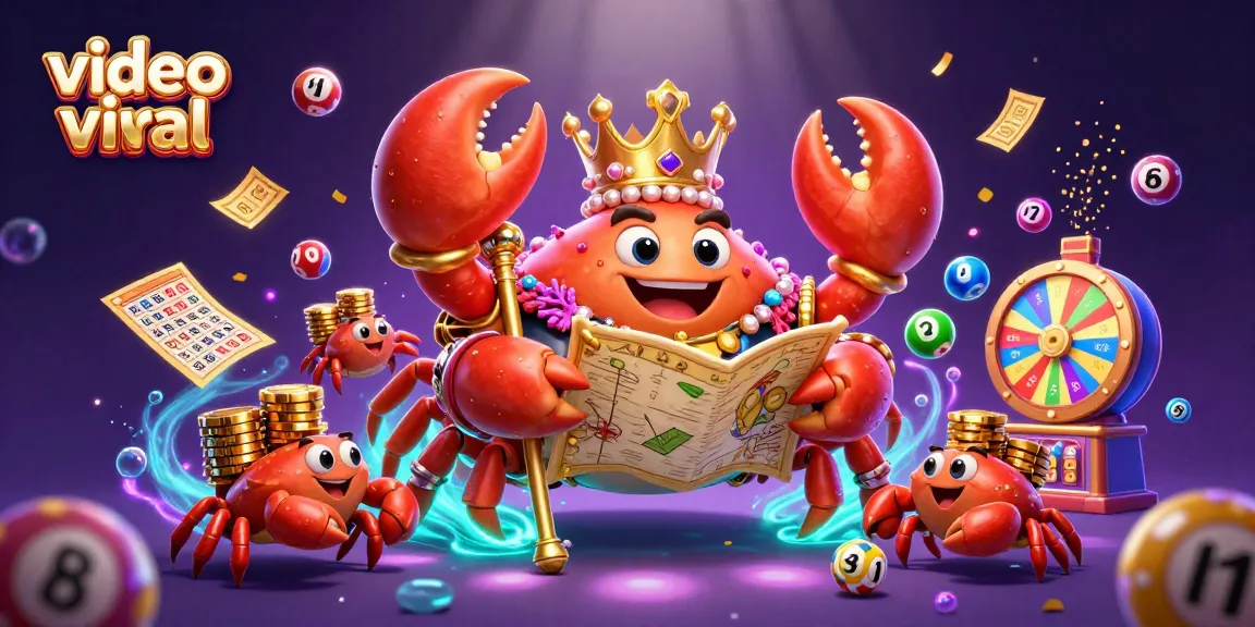 Exciting video viral gaming scene featuring a golden crab emperor amidst dynamic lottery elements and vibrant casino action.