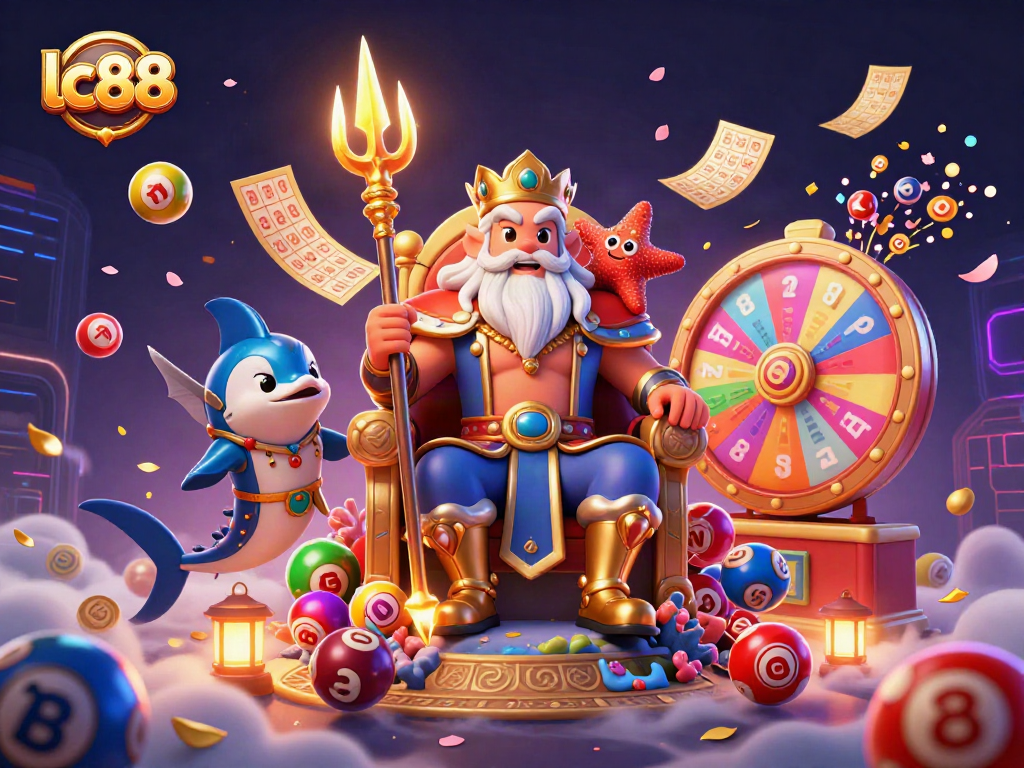 Experience vibrant lottery action with lc88's colorful scene packed with dynamic winning elements.