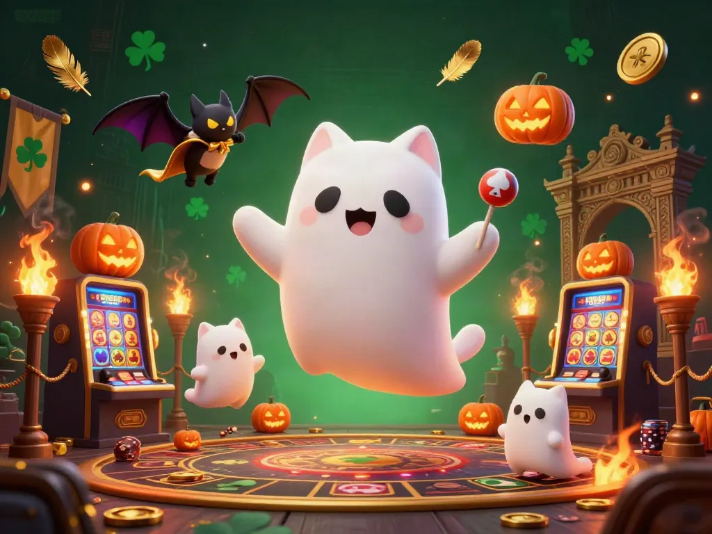 Experience exciting casino fun with the EX88 COM ghost cat and bat in a haunted mansion.