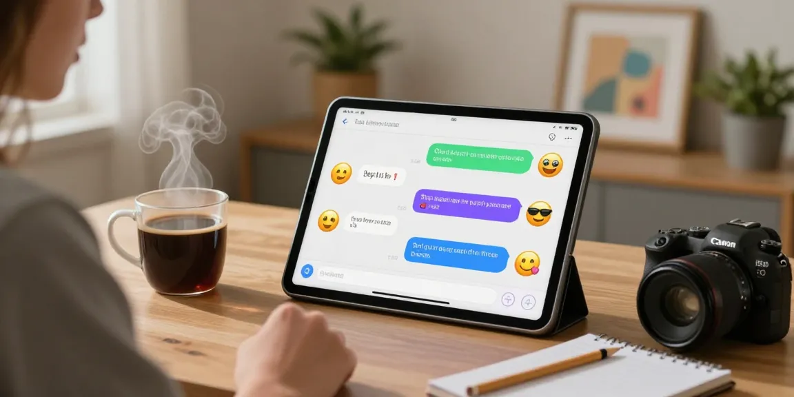 Engaging juicy chat interaction in a cozy digital space with vibrant chat bubbles and coffee.