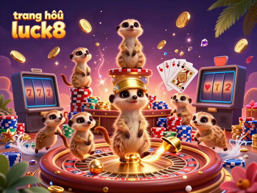 Experience excitement on the trang chủ luck8 with a captivating meerkat casino scene showcasing lively gaming action.