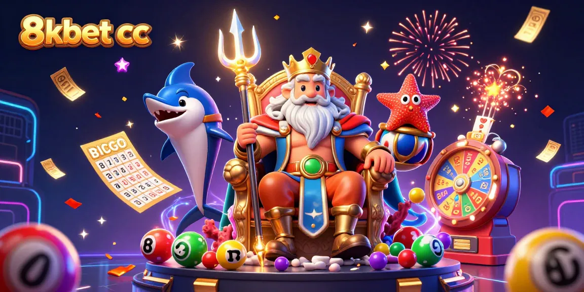 Engage in thrilling games with 8xbet cc in this vibrant, celebratory 3D casino scene packed with dynamic elements.