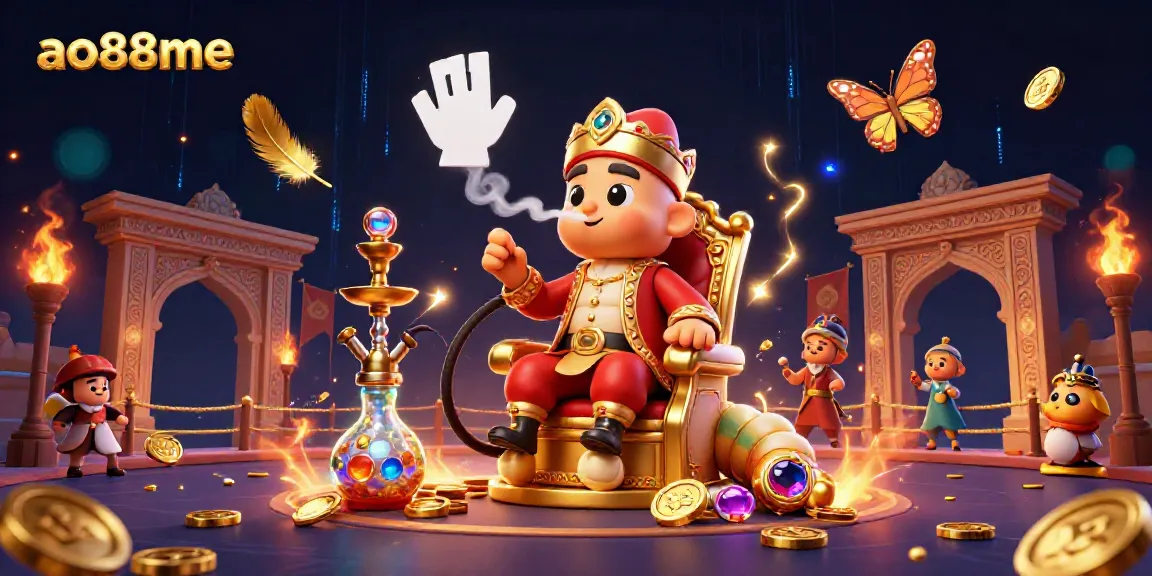 Experience excitement at ao88me with a vibrant 3D casino illustration featuring unique elements.