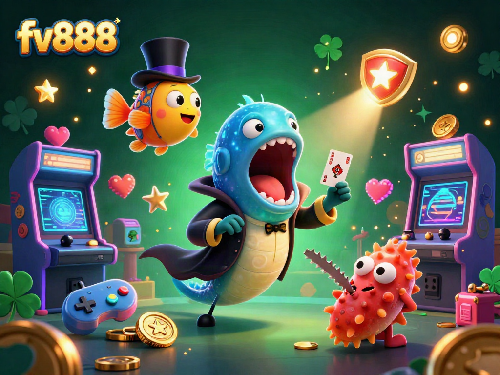 Experience the magic of fv888 with a mesmerizing deep-sea scene featuring unique gambling characters.